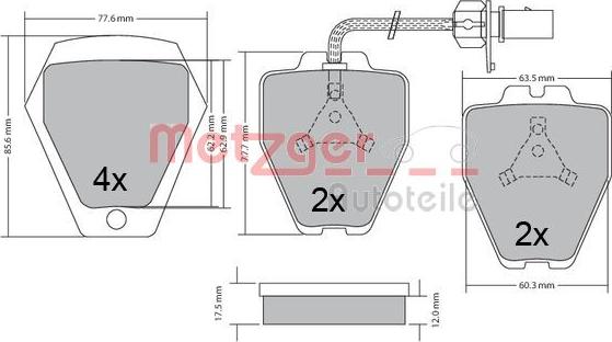 Metzger 1170478 - Тормозные колодки, дисковые, комплект autosila-amz.com