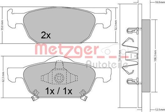 Metzger 1170594 - Тормозные колодки, дисковые, комплект autosila-amz.com
