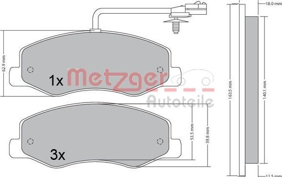 Metzger 1170595 - Тормозные колодки, дисковые, комплект autosila-amz.com