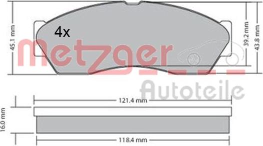 Metzger 1170590 - Тормозные колодки, дисковые, комплект autosila-amz.com