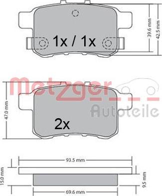 Metzger 1170593 - Тормозные колодки, дисковые, комплект autosila-amz.com