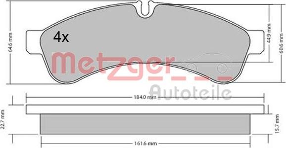 Metzger 1170544 - Тормозные колодки, дисковые, комплект autosila-amz.com