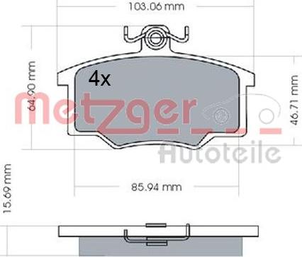 Metzger 1170566 - Тормозные колодки, дисковые, комплект autosila-amz.com