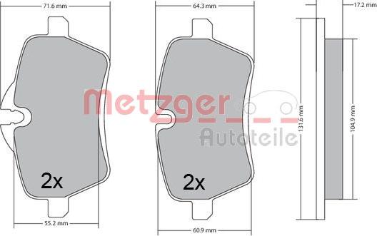 Metzger 1170561 - Тормозные колодки, дисковые, комплект autosila-amz.com