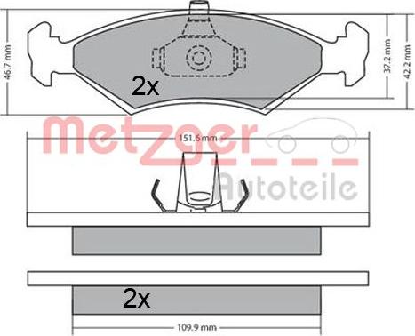 Metzger 1170568 - Тормозные колодки, дисковые, комплект autosila-amz.com
