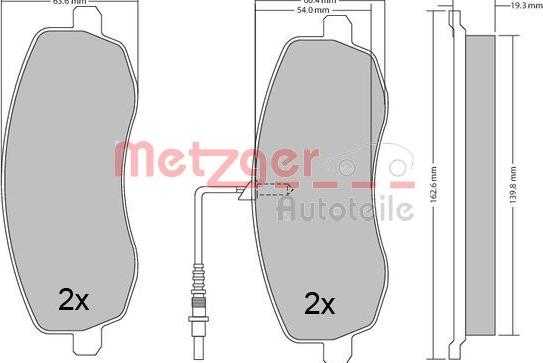 Metzger 1170563 - Тормозные колодки, дисковые, комплект autosila-amz.com