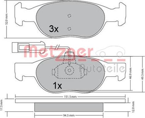 Metzger 1170517 - Тормозные колодки, дисковые, комплект autosila-amz.com