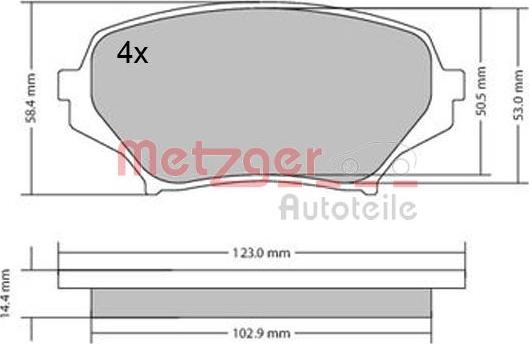 Metzger 1170589 - Тормозные колодки, дисковые, комплект autosila-amz.com