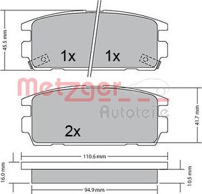 Metzger 1170585 - Тормозные колодки, дисковые, комплект autosila-amz.com