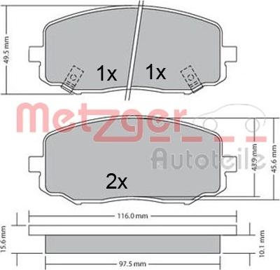 Metzger 1170588 - Тормозные колодки, дисковые, комплект autosila-amz.com