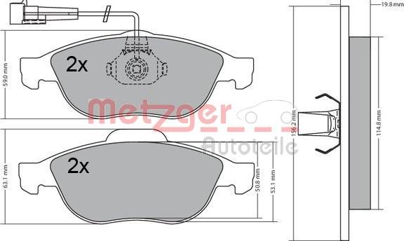 Metzger 1170582 - Тормозные колодки, дисковые, комплект autosila-amz.com