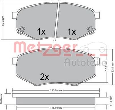 Metzger 1170524 - Тормозные колодки, дисковые, комплект autosila-amz.com