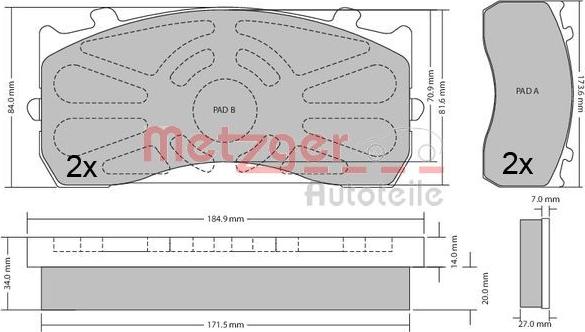 Metzger 1170525 - Тормозные колодки, дисковые, комплект autosila-amz.com