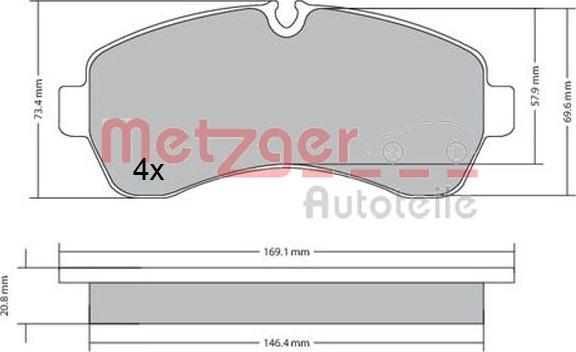 Metzger 1170521 - Тормозные колодки, дисковые, комплект autosila-amz.com