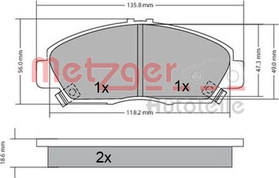 Metzger 1170576 - Тормозные колодки, дисковые, комплект autosila-amz.com