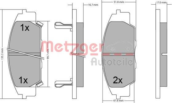 Metzger 1170649 - Тормозные колодки, дисковые, комплект autosila-amz.com