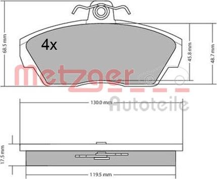 Metzger 1170646 - Тормозные колодки, дисковые, комплект autosila-amz.com