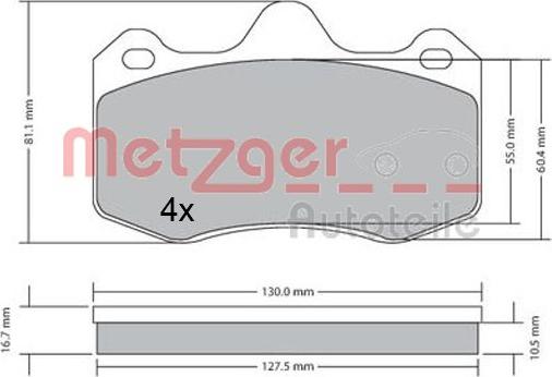 Metzger 1170656 - Тормозные колодки, дисковые, комплект autosila-amz.com