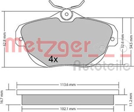 Metzger 1170653 - Тормозные колодки, дисковые, комплект autosila-amz.com