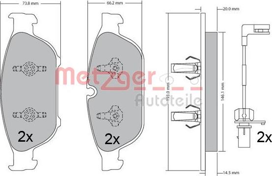 Metzger 1170657 - Комплект тормозных колодок autosila-amz.com