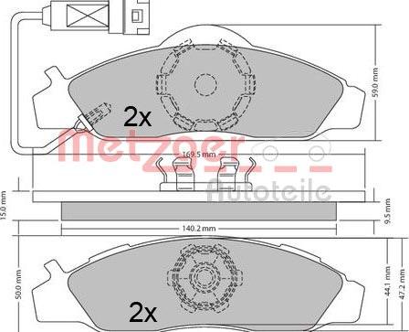 Metzger 1170667 - Тормозные колодки, дисковые, комплект autosila-amz.com