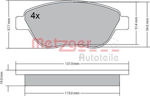 Metzger 1170614 - Тормозные колодки, дисковые, комплект autosila-amz.com