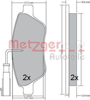 Metzger 1170615 - Тормозные колодки, дисковые, комплект autosila-amz.com