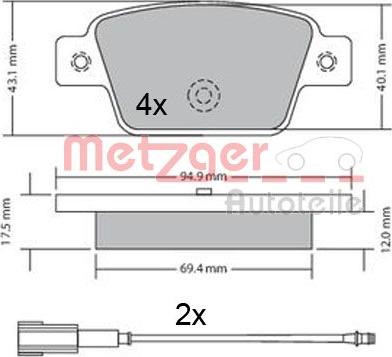 Metzger 1170682 - Тормозные колодки, дисковые, комплект autosila-amz.com
