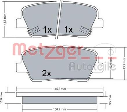 Metzger 1170687 - Колодки тормозные дисковые autosila-amz.com
