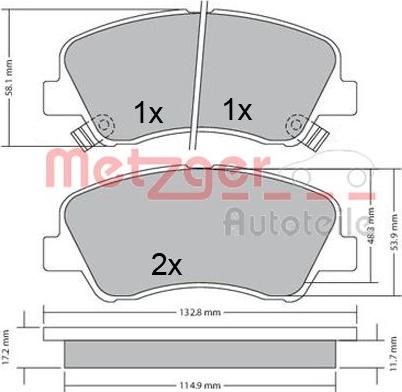 Metzger 1170620 - Колодки с накладками в сборе для дисковых тормозов autosila-amz.com