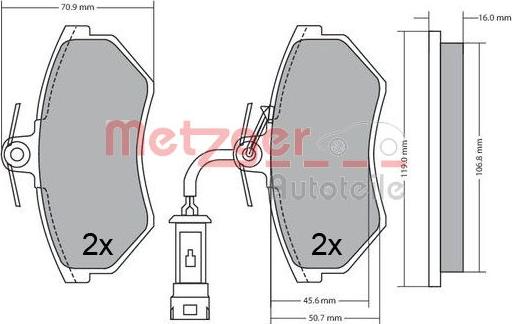Metzger 1170623 - Тормозные колодки, дисковые, комплект autosila-amz.com