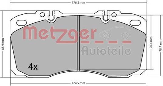 Metzger 1170622 - Тормозные колодки, дисковые, комплект autosila-amz.com