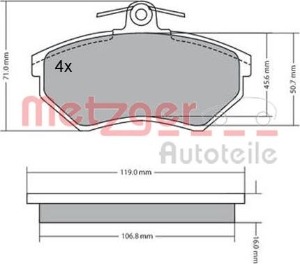 Metzger 1170095 - Тормозные колодки, дисковые, комплект autosila-amz.com