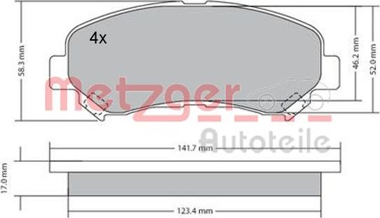 Metzger 1170093 - Тормозные колодки, дисковые, комплект autosila-amz.com