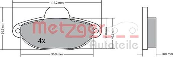 Metzger 1170044 - Комплект тормозных колодок, дисковый тормоз ! \FIAT, LANCIA, ZASTAVA 10 1.2 60 05>, CINQUECENTO 0. autosila-amz.com