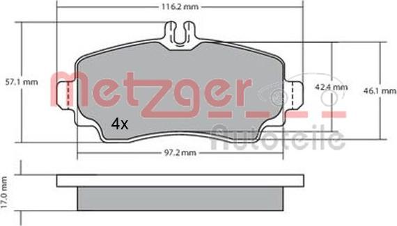 Metzger 1170041 - Тормозные колодки, дисковые, комплект autosila-amz.com