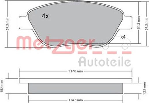 Metzger 1170048 - Тормозные колодки, дисковые, комплект autosila-amz.com