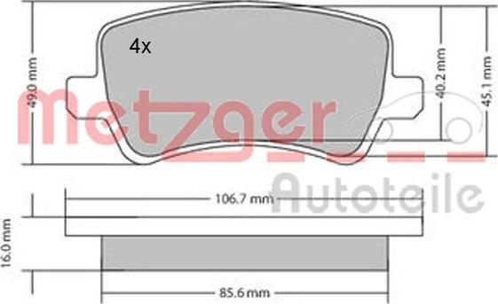 Metzger 1170056 - Тормозные колодки, дисковые, комплект autosila-amz.com