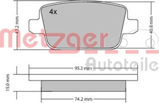 Metzger 1170058 - Тормозные колодки, дисковые, комплект autosila-amz.com