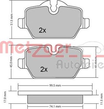 Metzger 1170052 - Тормозные колодки, дисковые, комплект autosila-amz.com