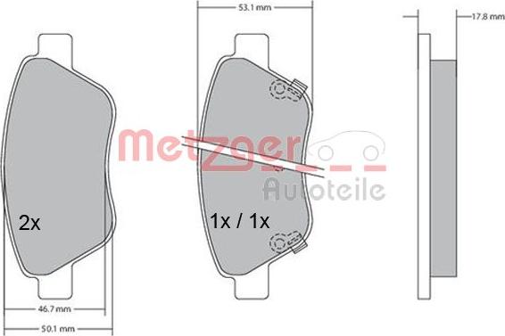 Metzger 1170057 - Тормозные колодки, дисковые, комплект autosila-amz.com