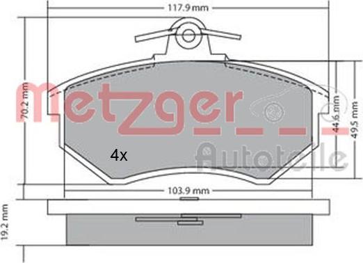 Metzger 1170066 - Тормозные колодки, дисковые, комплект autosila-amz.com