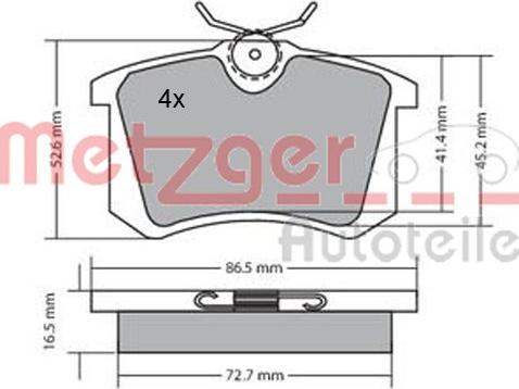 Metzger 1170060 - Комплект тормозных колодок, дисковый тормоз ! \AUDI, CITROEN, PEUGEOT, SEAT 2008 I 1.2 VTi 13>18, autosila-amz.com