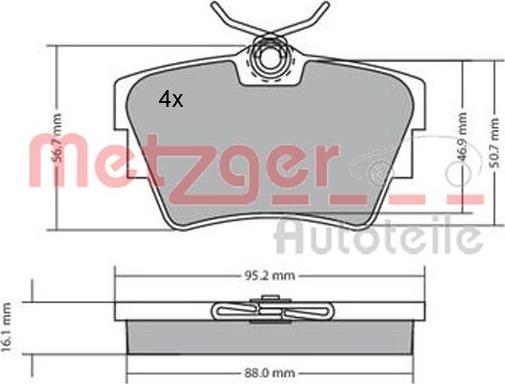 Metzger 1170067 - Комплект тормозных колодок, дисковый тормоз ! \NISSAN, OPEL, RENAULT, VW PRIMASTAR 1.9 dCi 100 02> autosila-amz.com