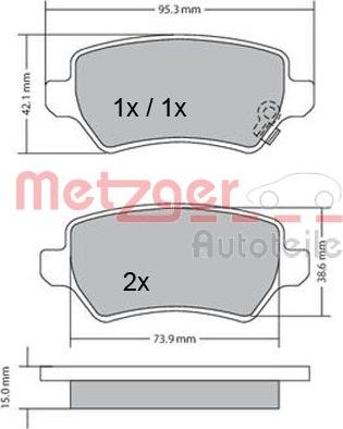 Metzger 1170004 - Тормозные колодки, дисковые, комплект autosila-amz.com