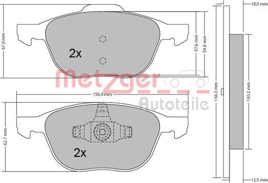 Metzger 1170008 - Тормозные колодки, дисковые, комплект autosila-amz.com