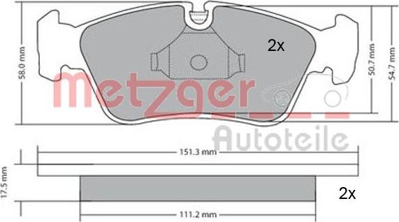 Metzger 1170019 - Тормозные колодки, дисковые, комплект autosila-amz.com