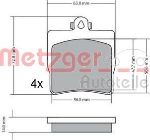 Metzger 1170016 - Колодки с накладками в сборе для дисковых тормозов autosila-amz.com