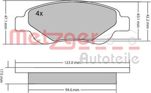 Metzger 1170089 - Тормозные колодки, дисковые, комплект autosila-amz.com