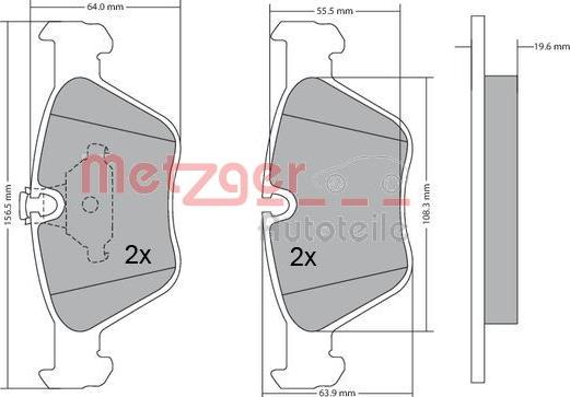 Metzger 1170086 - Тормозные колодки, дисковые, комплект autosila-amz.com